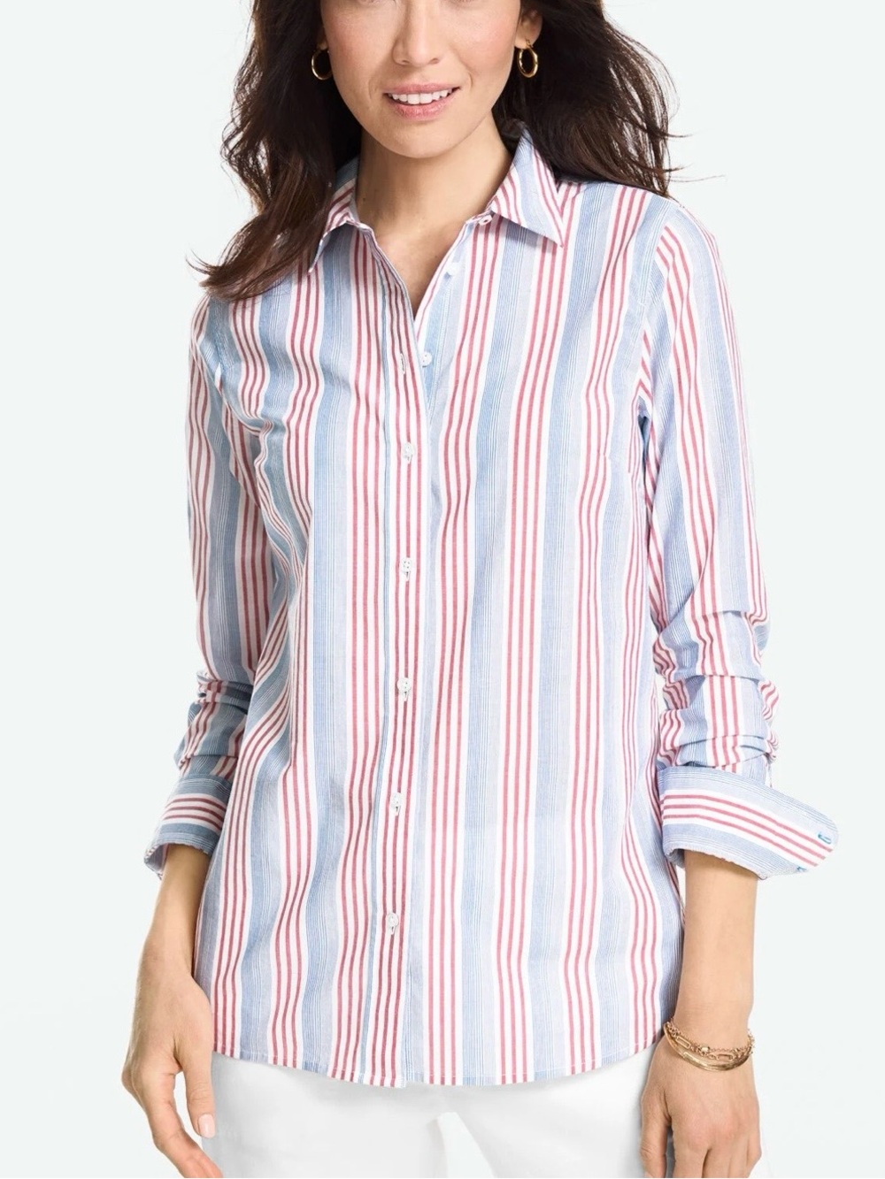 TALBOTS SHORE STRIPE MODERN CLASSIC SHIRT - New without tag, never worn